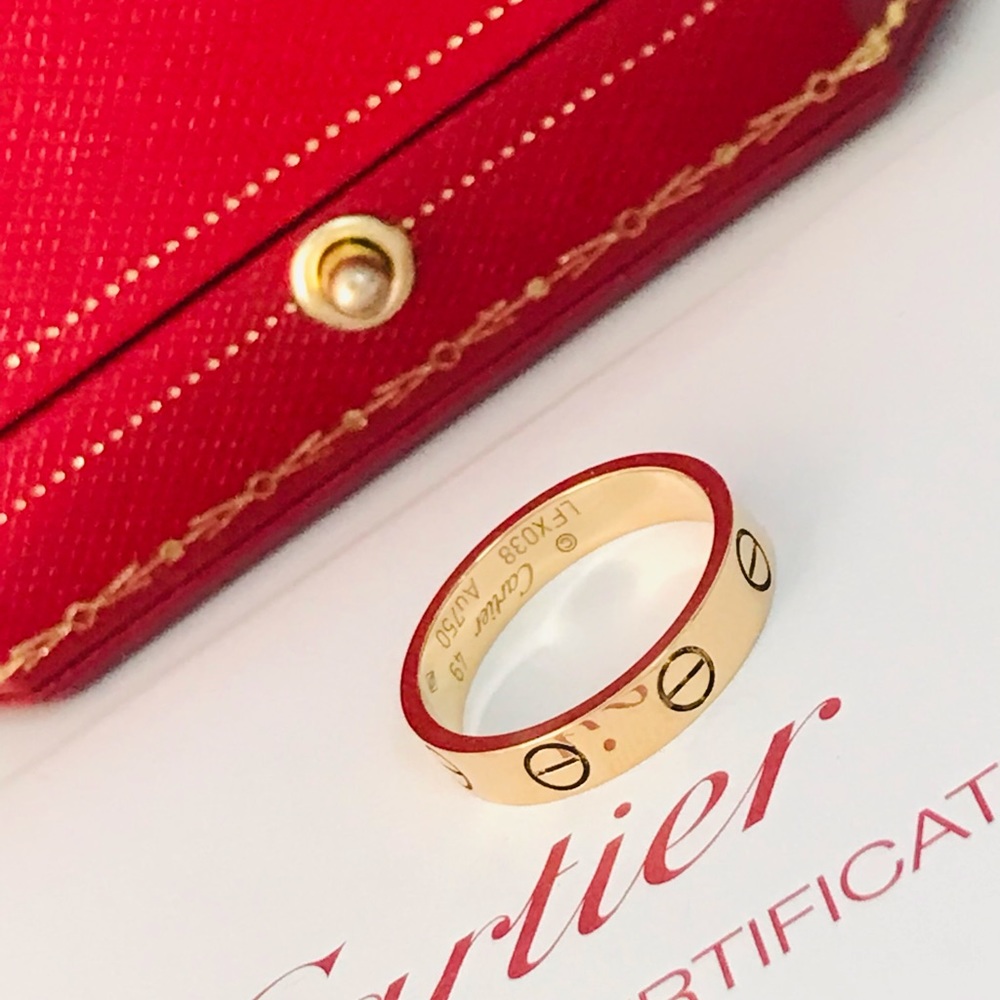 💯Authentic CARTIER 750/18k Yellow Gold Mini “LOVE” Band-Ring. Sz. 5